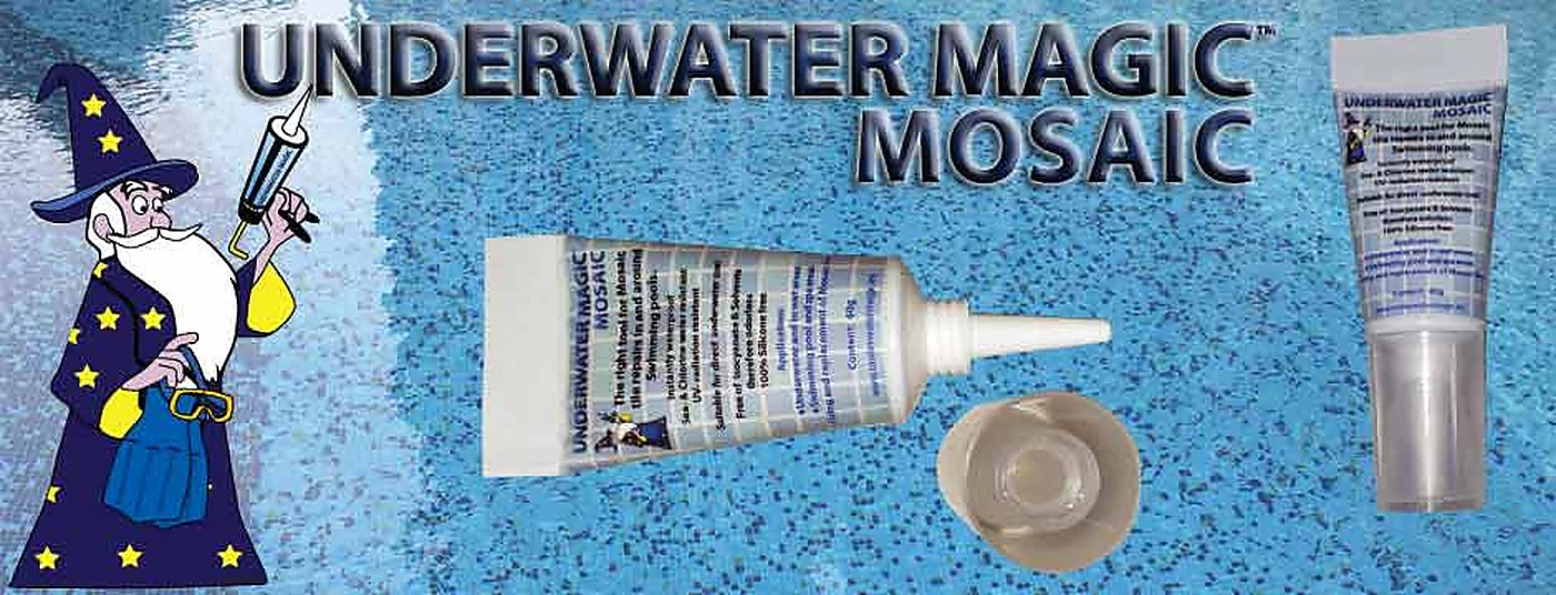 منتج Underwater Magic لإصلاح موزاييك المسبح والتسرب تحت الماء